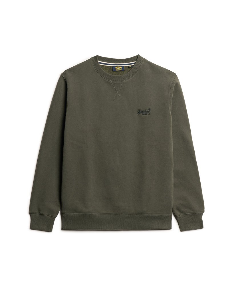 essential logo crew sweatshirt in donkergrijsgroen