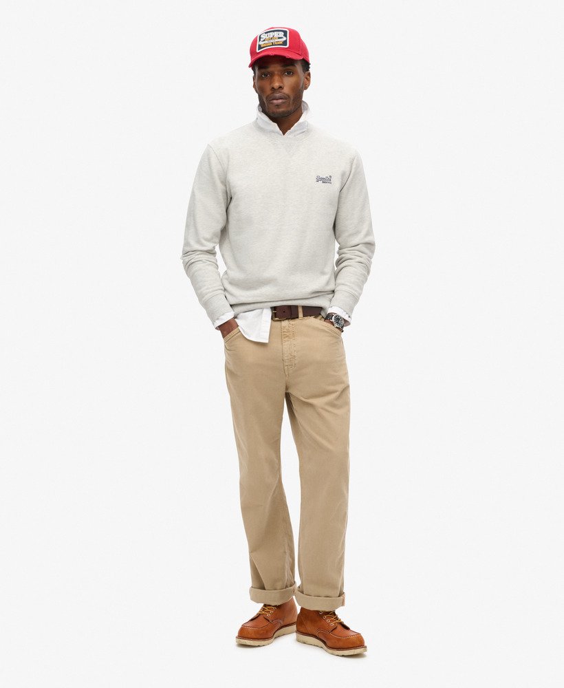 essential logo crew sweatshirt in glacier grey marl