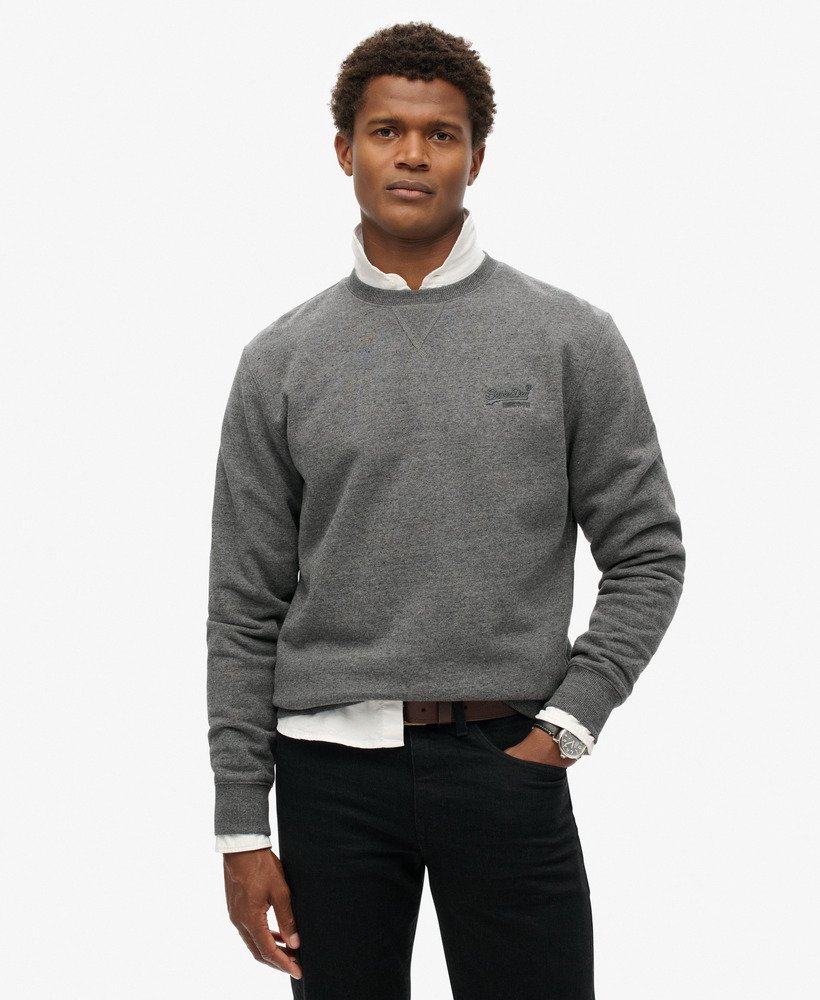 essential logo crew sweatshirt in carbon grey marl