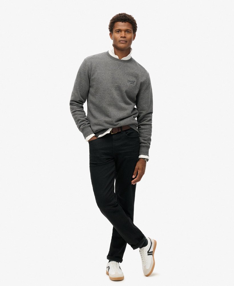 essential logo crew sweatshirt in carbon grey marl