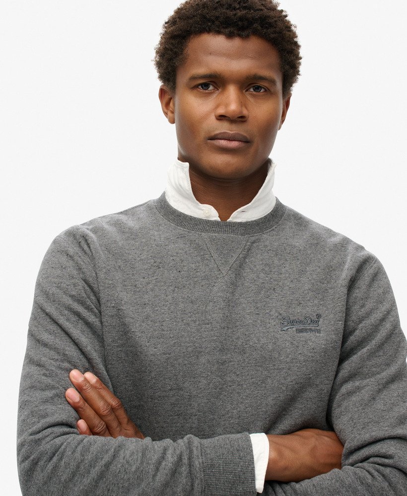 essential logo crew sweatshirt in carbon grey marl