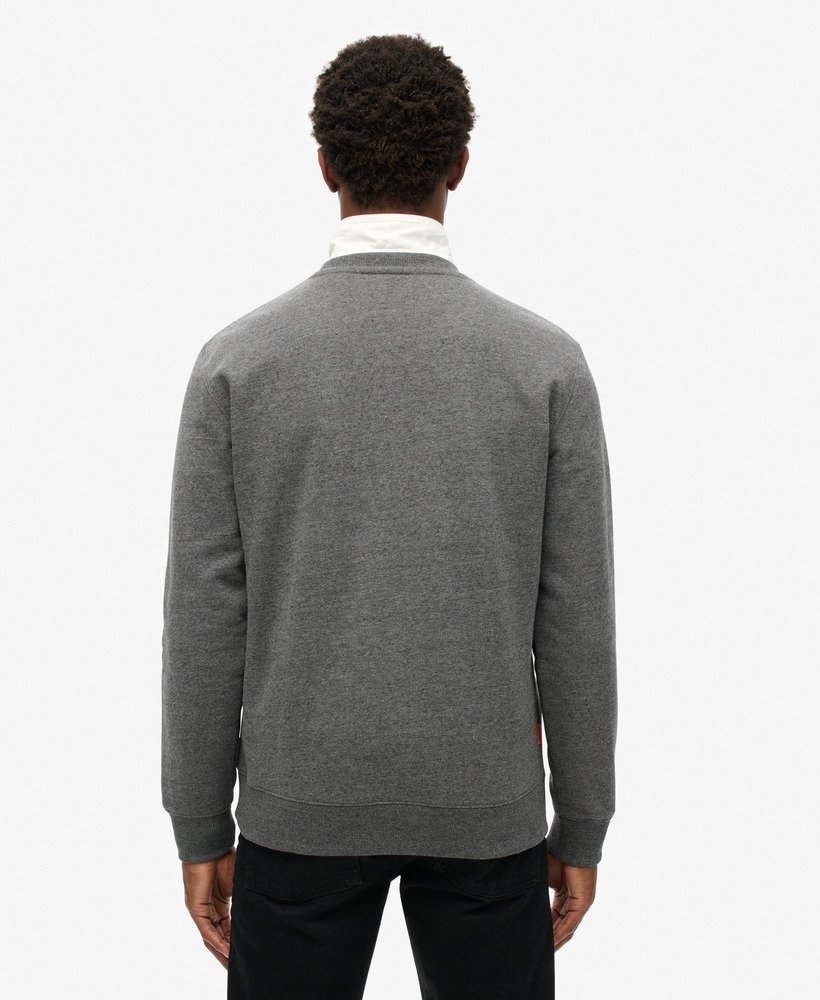 essential logo crew sweatshirt in carbon grey marl