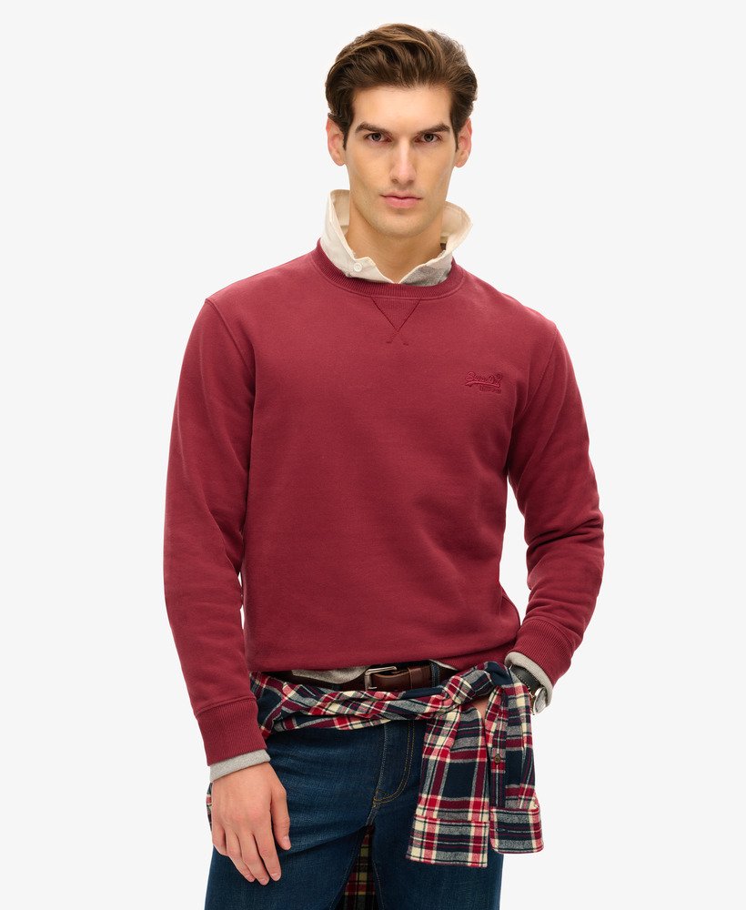 essential logo crew sweatshirt in rich burgundy