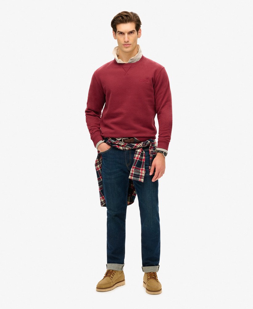 essential logo crew sweatshirt in rich burgundy