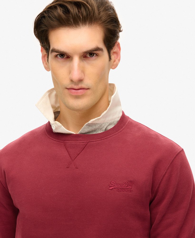 essential logo crew sweatshirt in rich burgundy