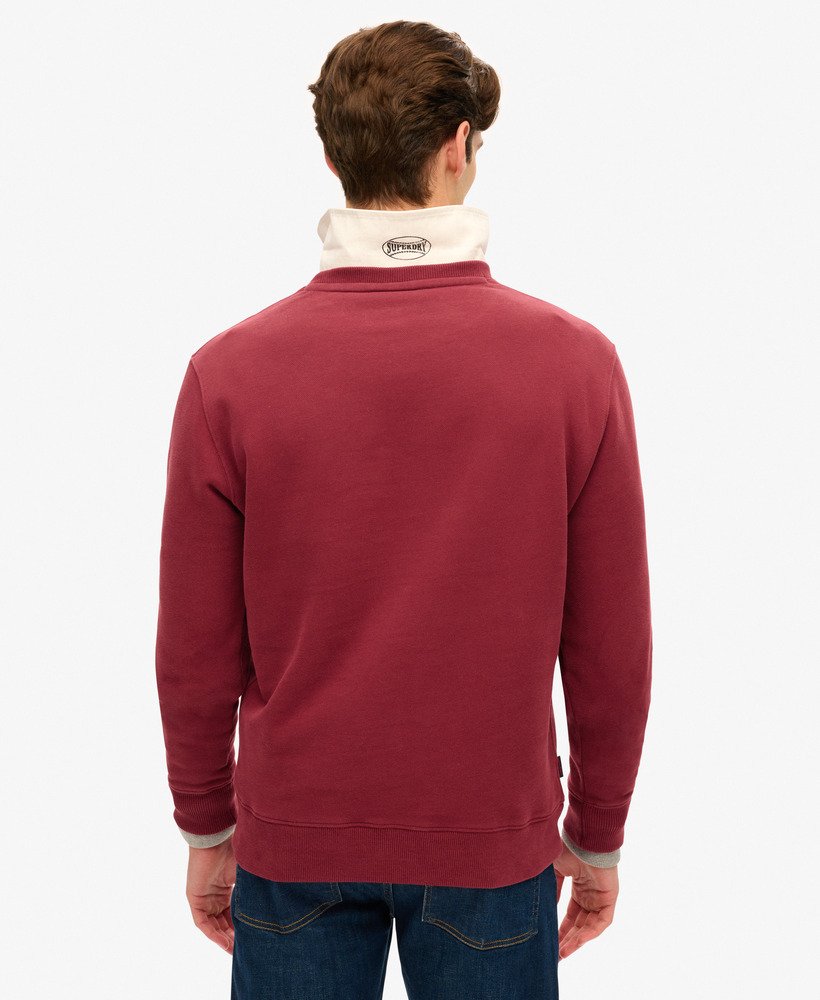 essential logo crew sweatshirt in rich burgundy