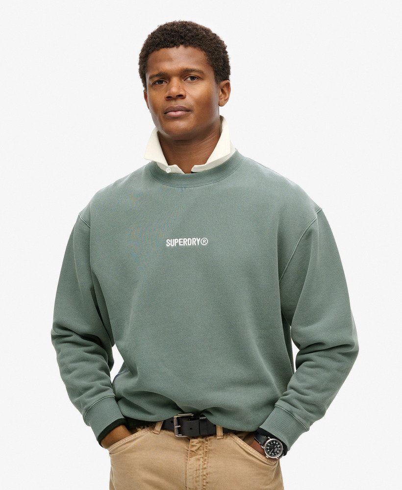 micro logo graphic loose crew sweatshirt in stormy weather blue