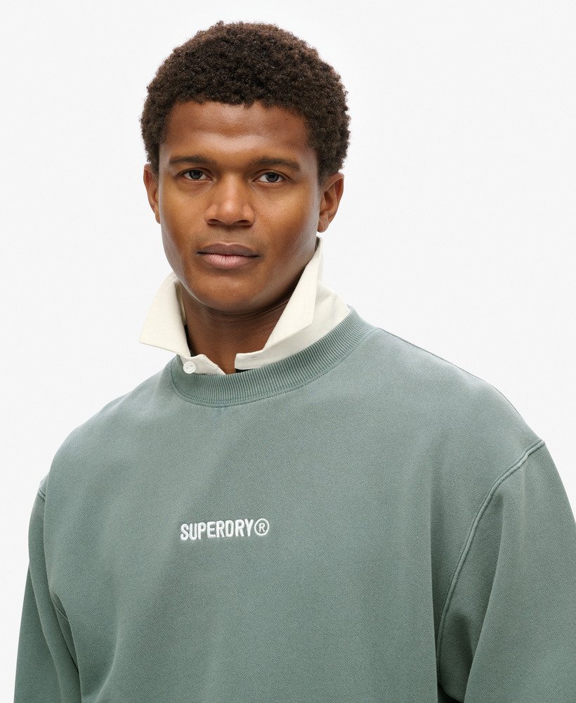 micro logo graphic loose crew sweatshirt in stormy weather blue