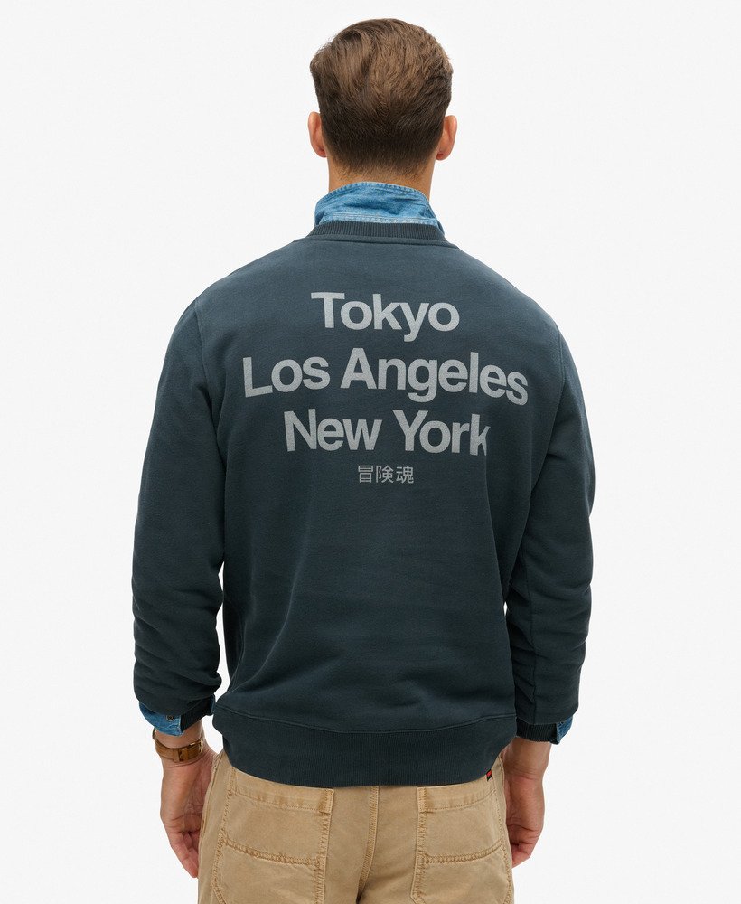 core logo city loose crew sweatshirt in blueberry