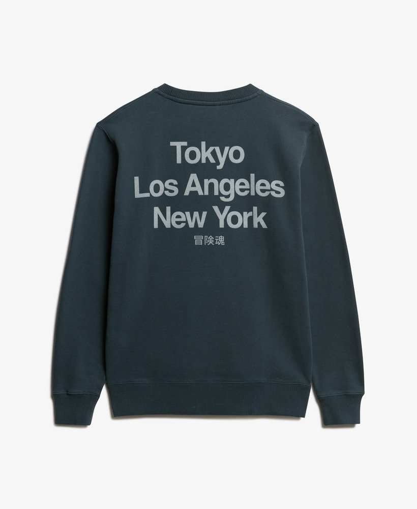 core logo city loose crew sweatshirt in blueberry
