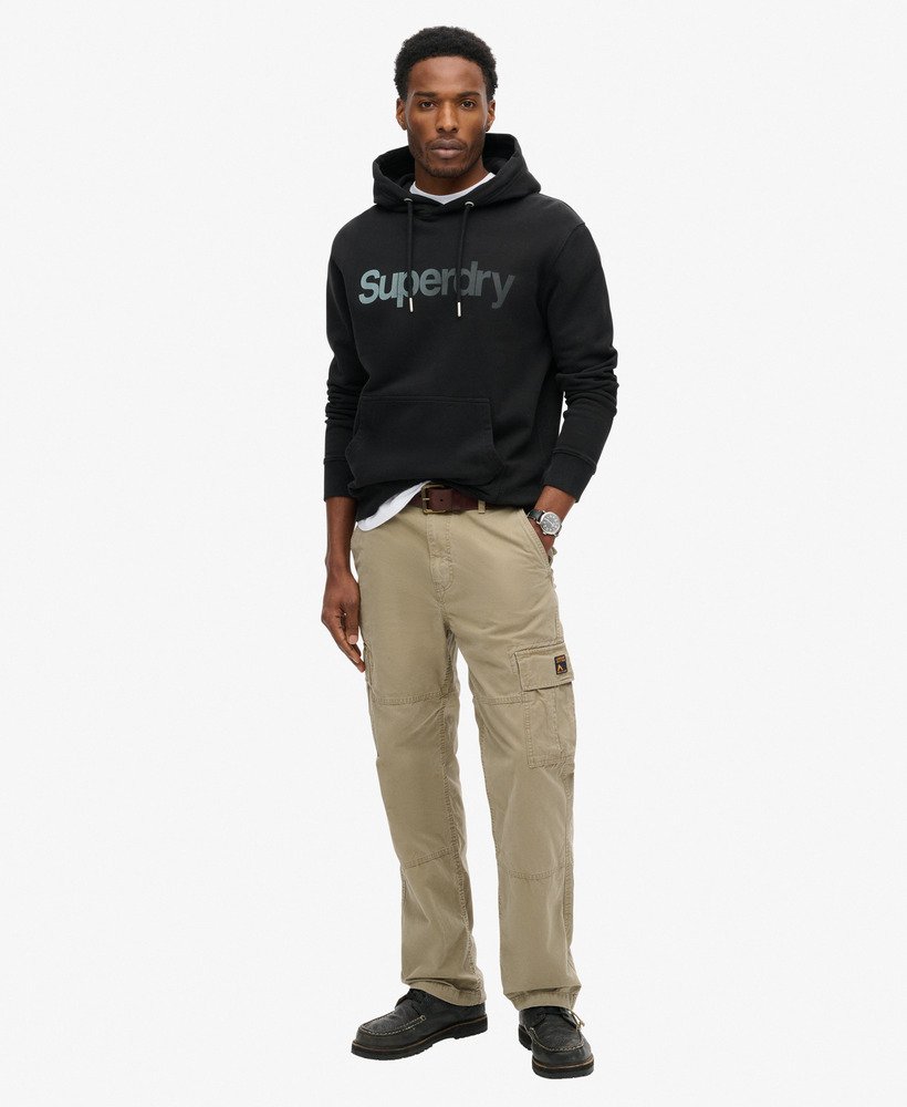 core logo fade loose hoodie in zwart