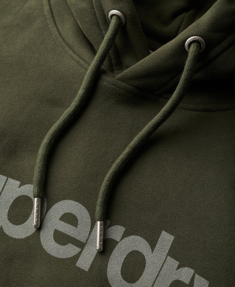 core logo city loose fit hoodie in army khaki