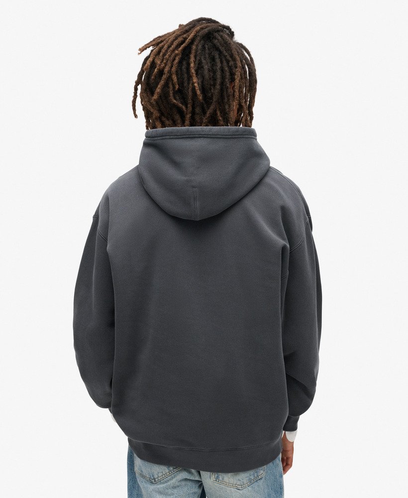 micro logo graphic loose hoodie in ebony