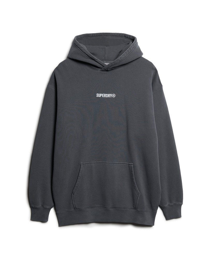 micro logo graphic loose hoodie in ebony