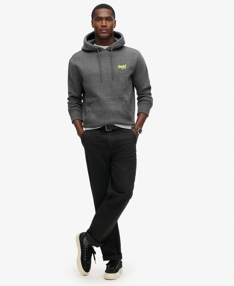 essential logo hoodie in carbon grey marl