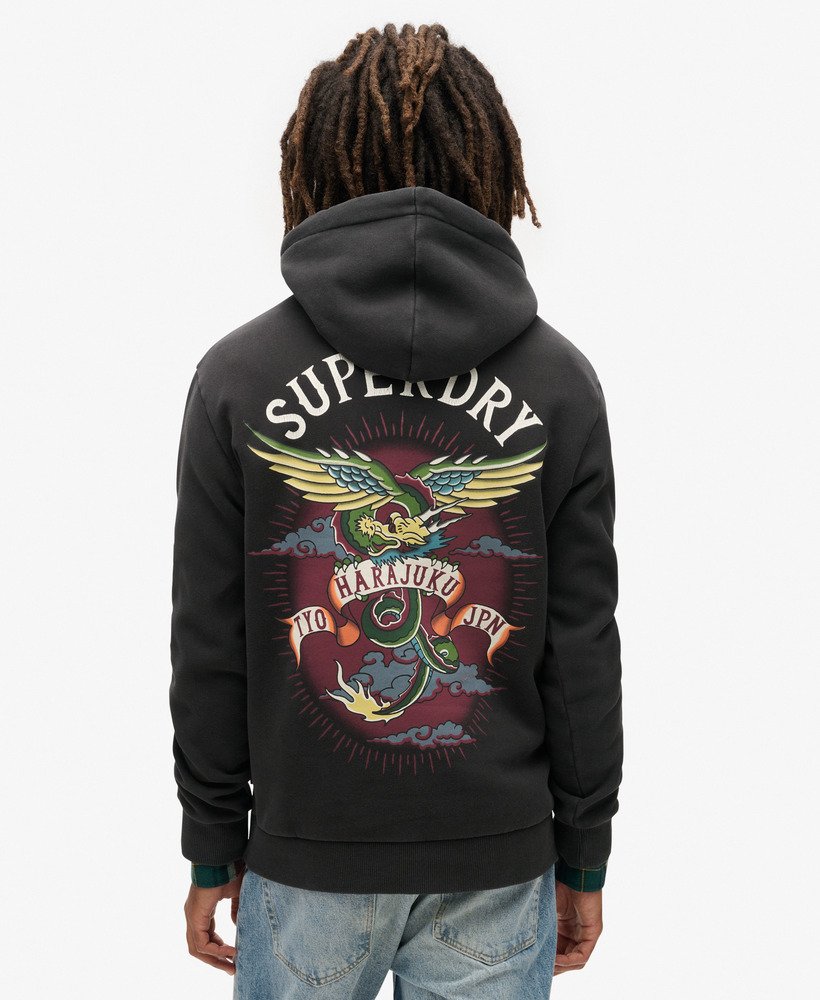 hoodie met tattoo-print in zwart