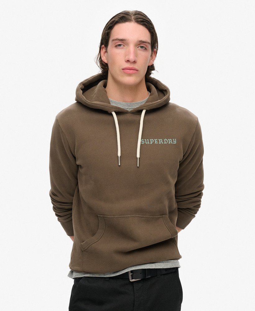 hoodie met tattoo-print in donker kaki