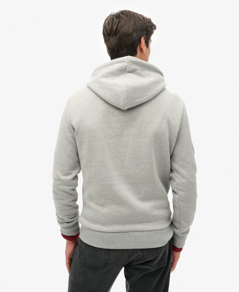 retro hoodie met streeplogo in grijs gemêleerd