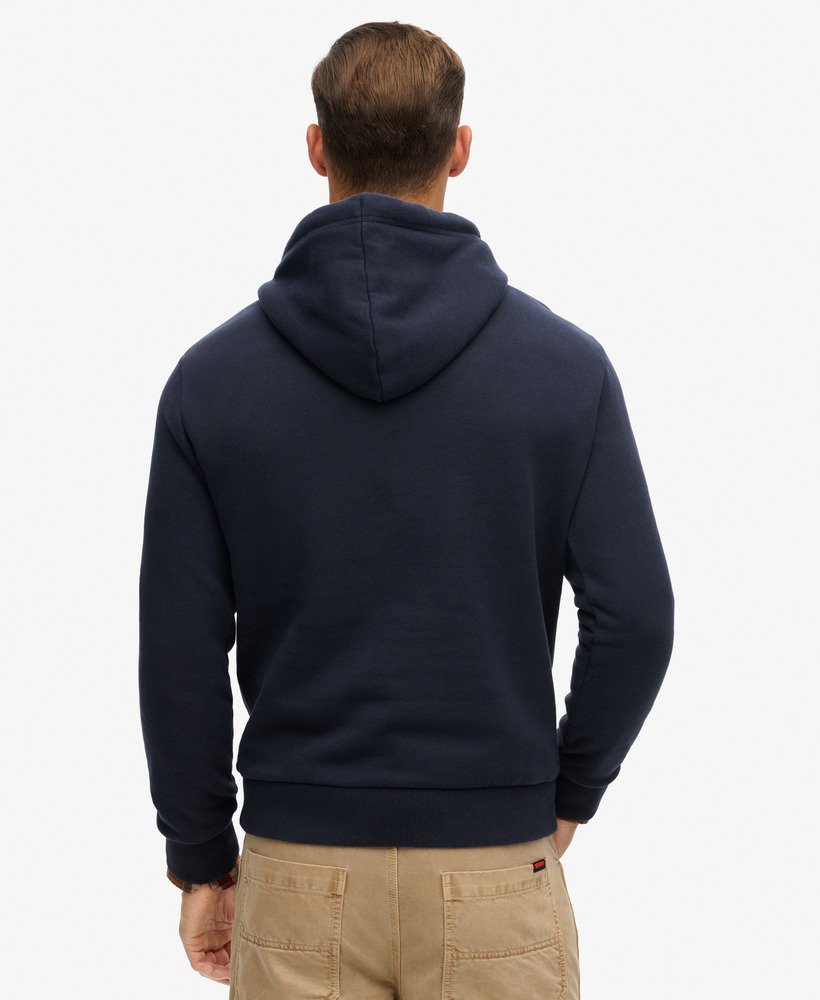 retro hoodie met streeplogo in eclipse navy