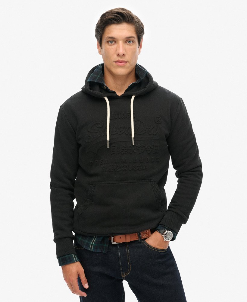 hoodie met reliëfprint in gitzwart