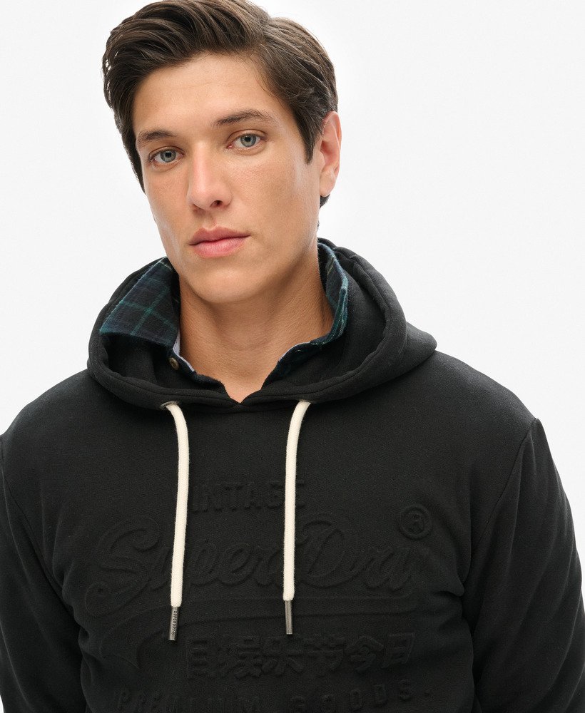 hoodie met reliëfprint in gitzwart
