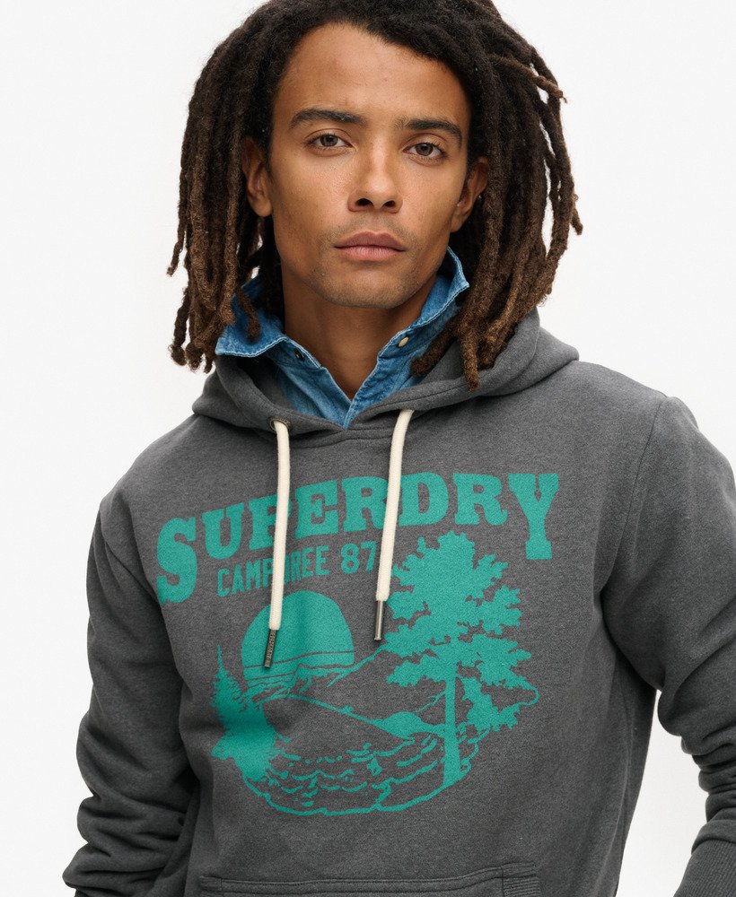 outdoor graphic hoodie in granite grey marl