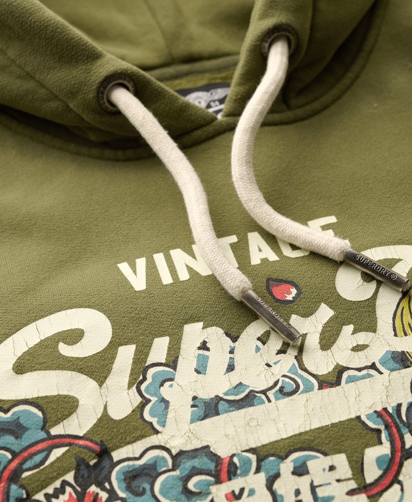 hoodie met tokyo vintage logo in zacht mosgroen.
