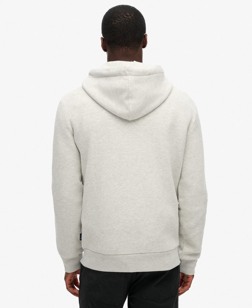 new york vintage logo graphic hoodie in glacier grey marl