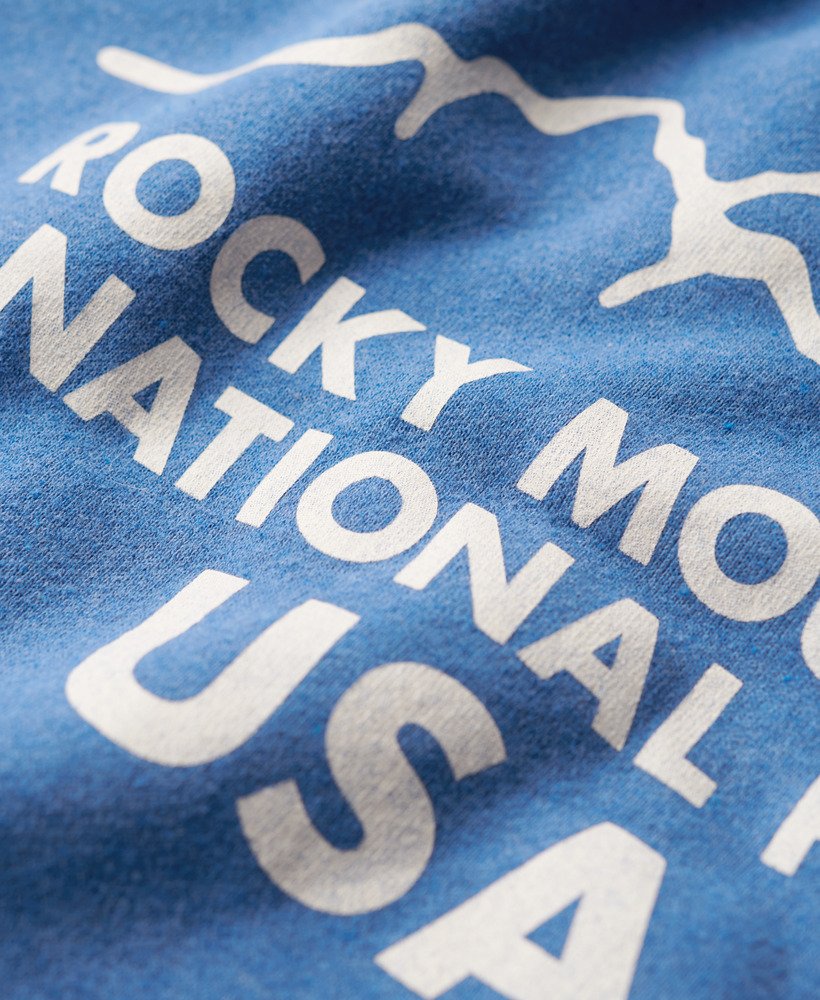 outdoors graphic crew sweatshirt in ocean blue marl