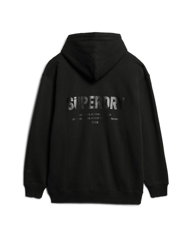 utility sport logo loose hoodie in zwart
