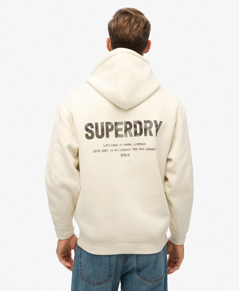 utility sport logo loose hoodie in nordic bone grey