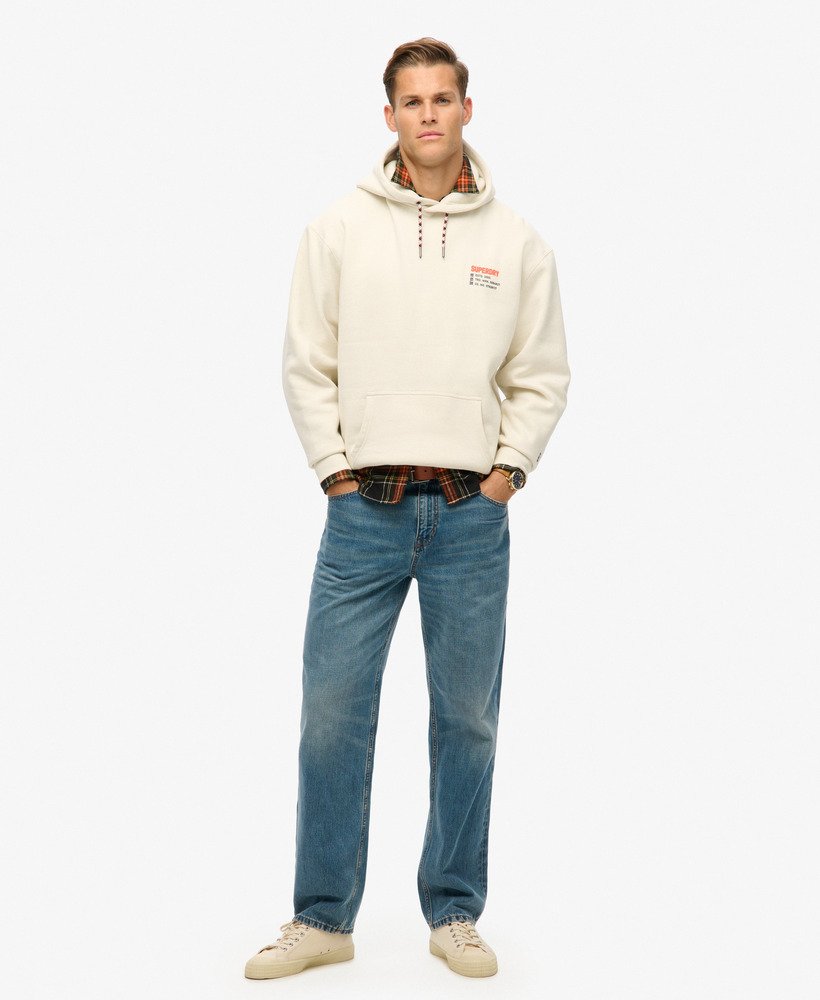 utility sport logo loose hoodie in nordic bone grey