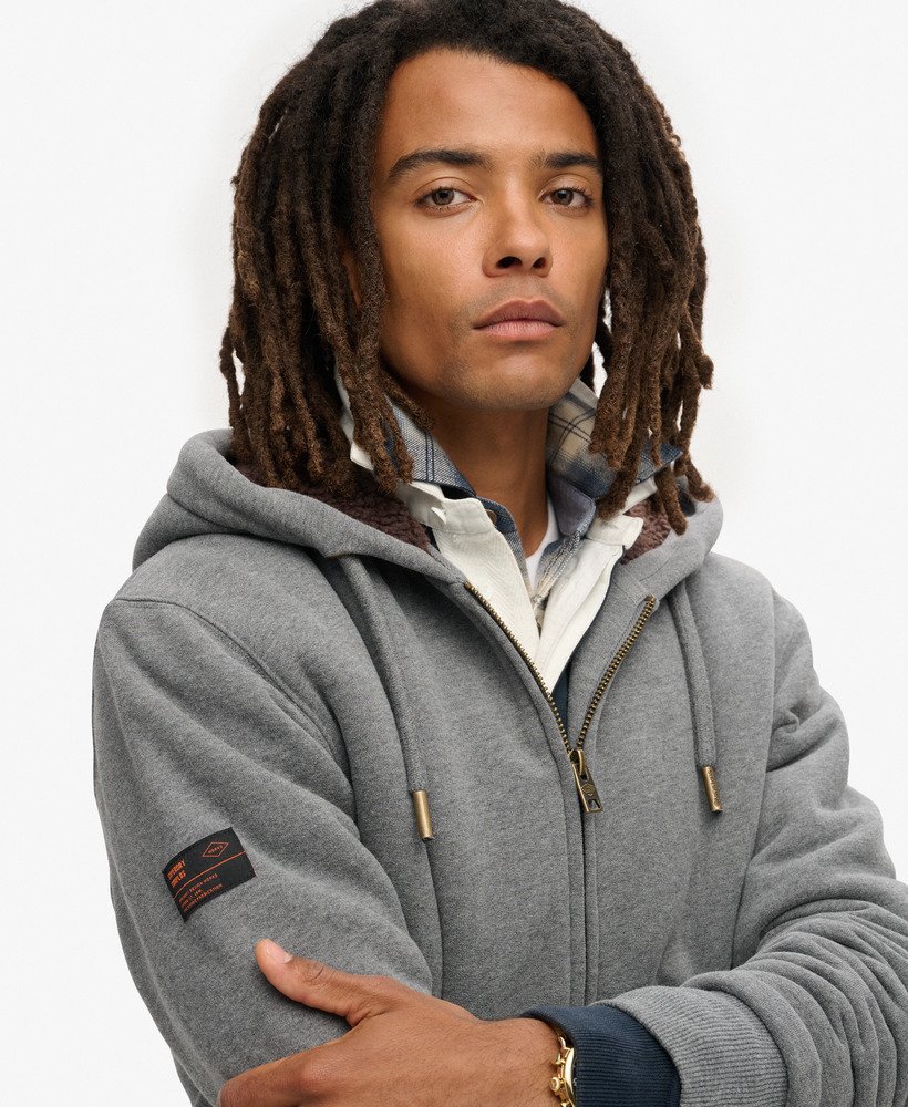 borg gevoerde hoodie met rits in antracietgrijs gemêleerd
