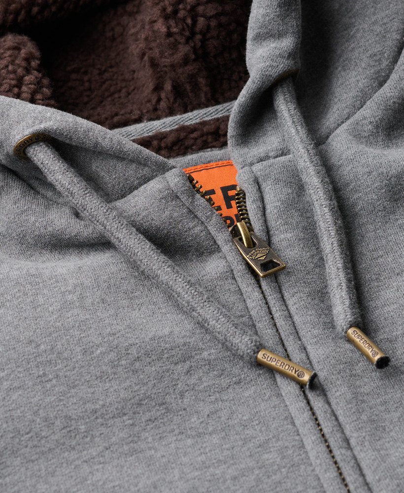 borg gevoerde hoodie met rits in antracietgrijs gemêleerd