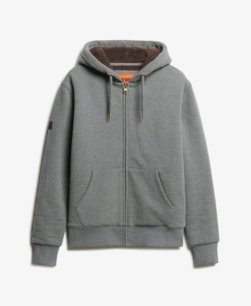 borg gevoerde hoodie met rits in antracietgrijs gemêleerd