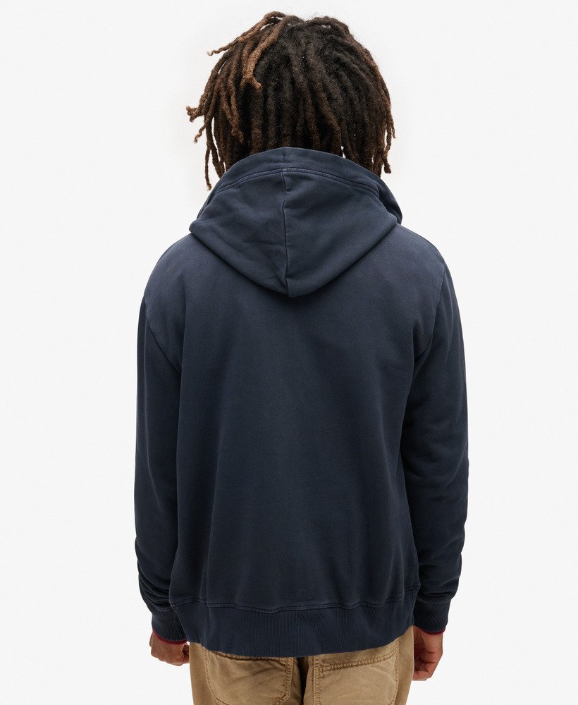essential logo washed zip hoodie in eclipse navy