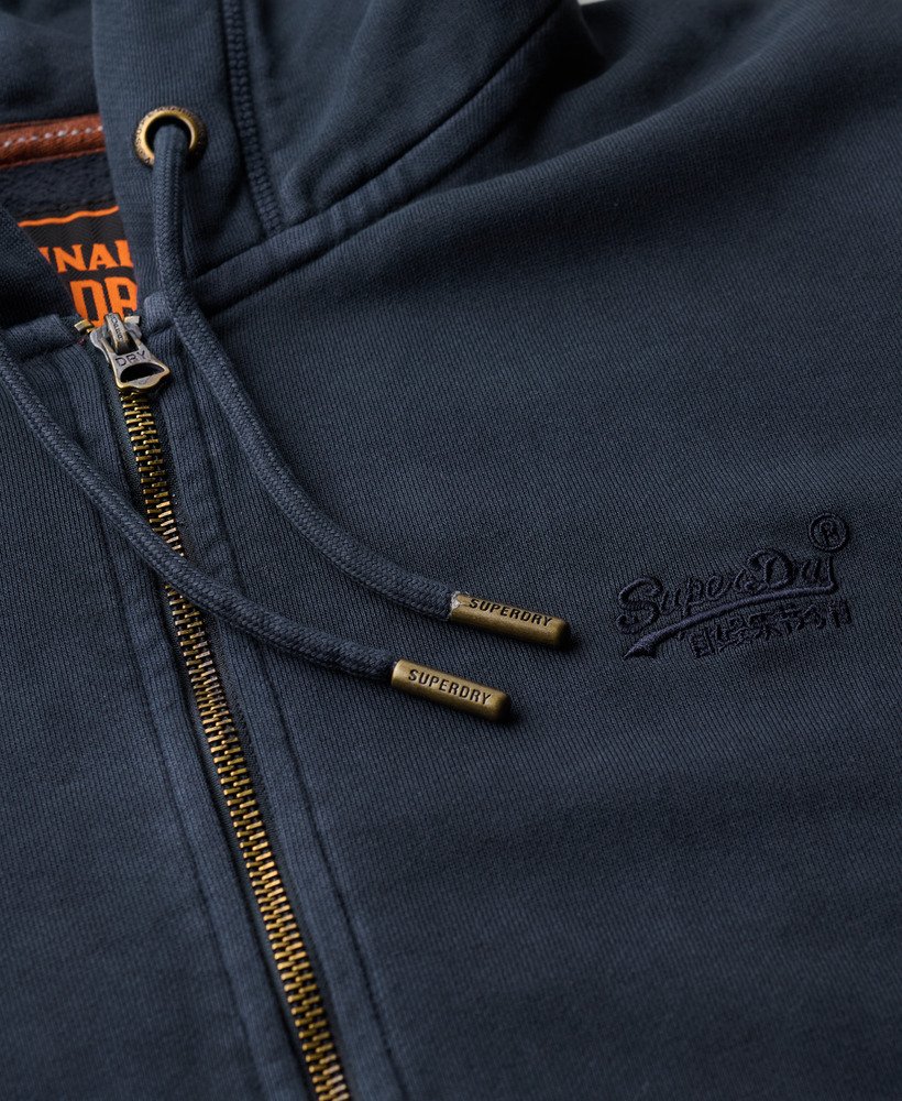 essential logo washed zip hoodie in eclipse navy
