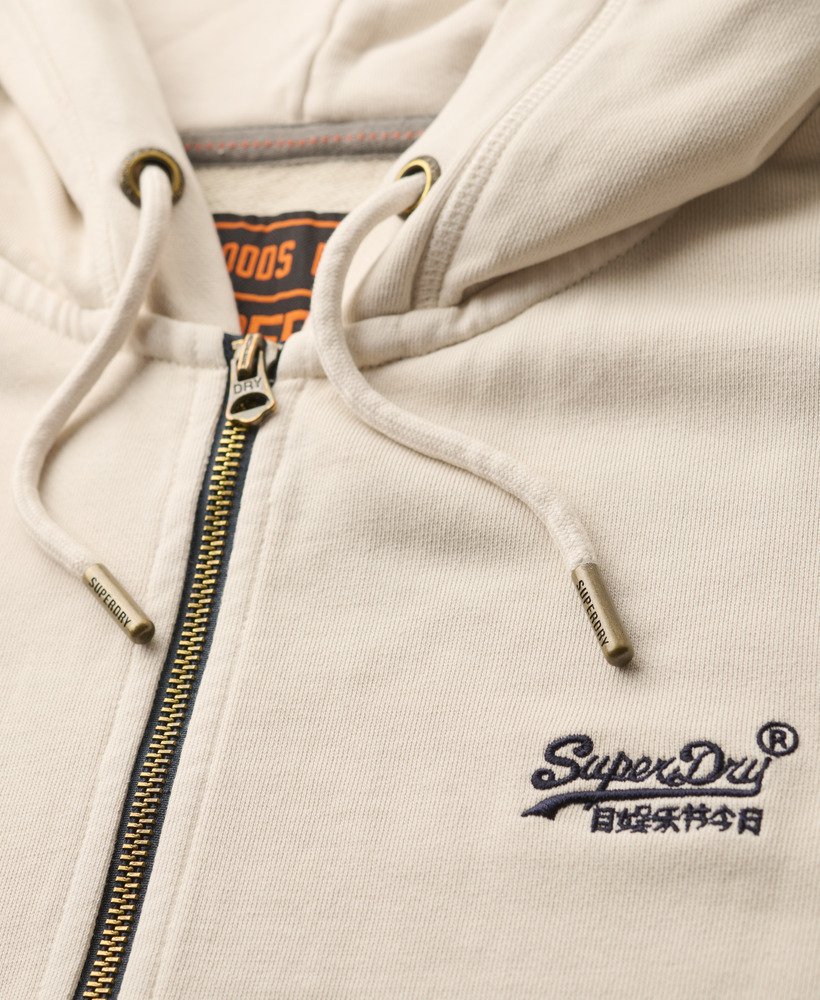 essential logo washed zip hoodie in washed chalk