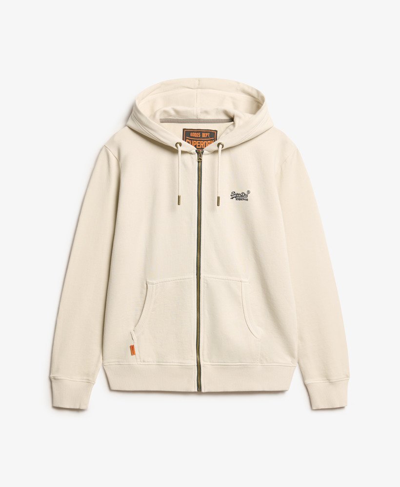essential logo washed zip hoodie in washed chalk