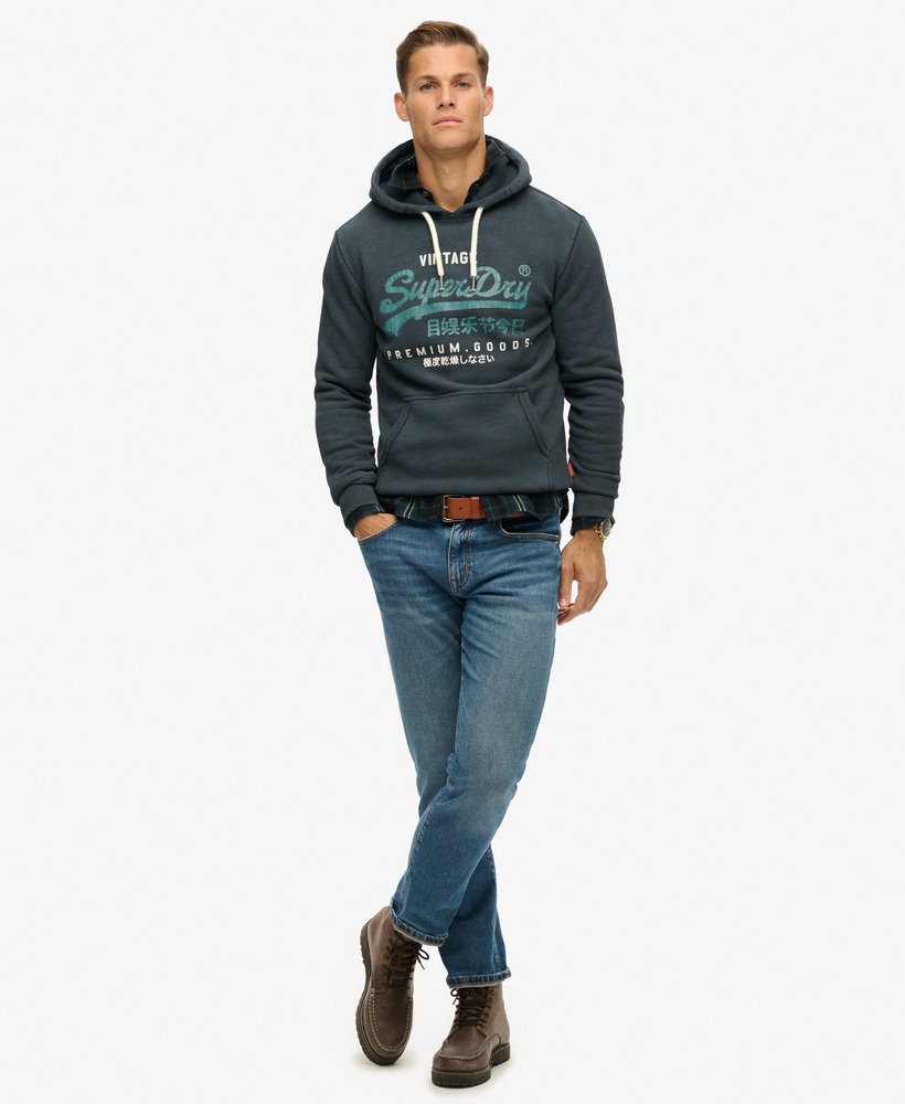 duo vintage logo hoodie in gitzwart