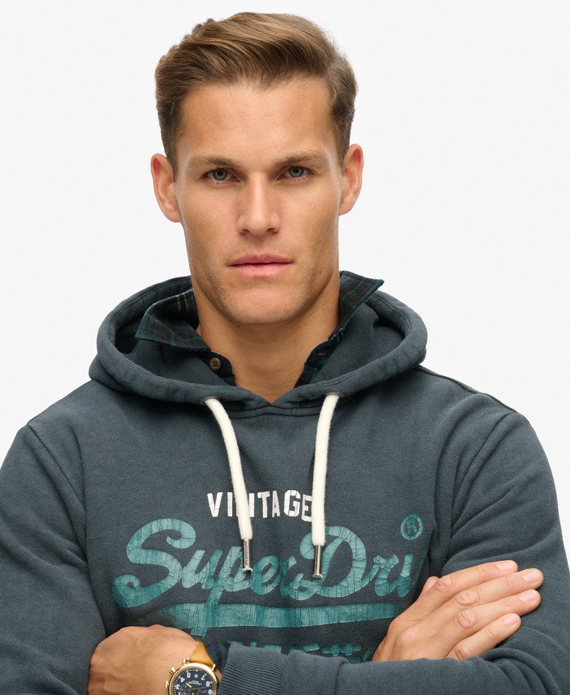 duo vintage logo hoodie in gitzwart
