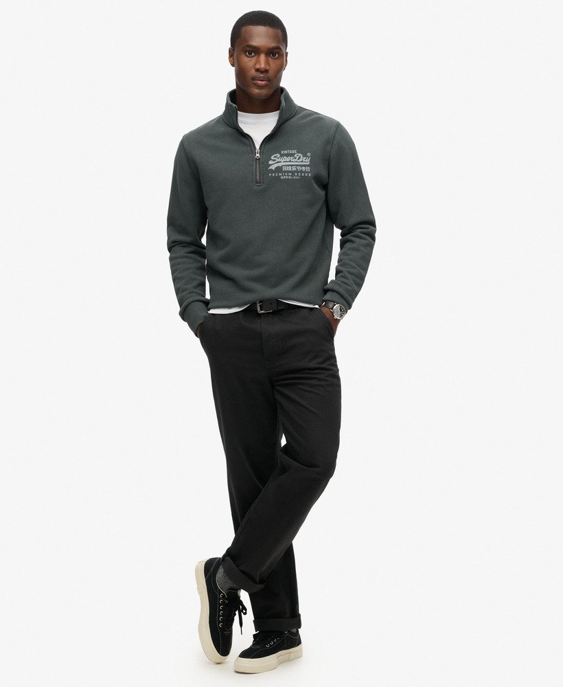 klassieke graphic half-zip in gewassen zwart
