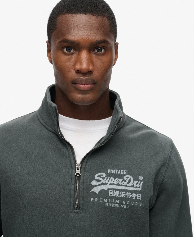 klassieke graphic half-zip in gewassen zwart