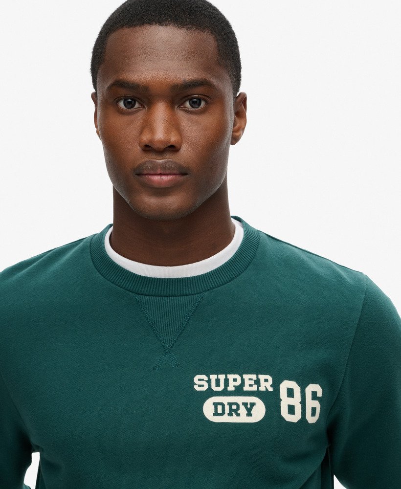 sportieve bedrukte sweater in donker dennengroen