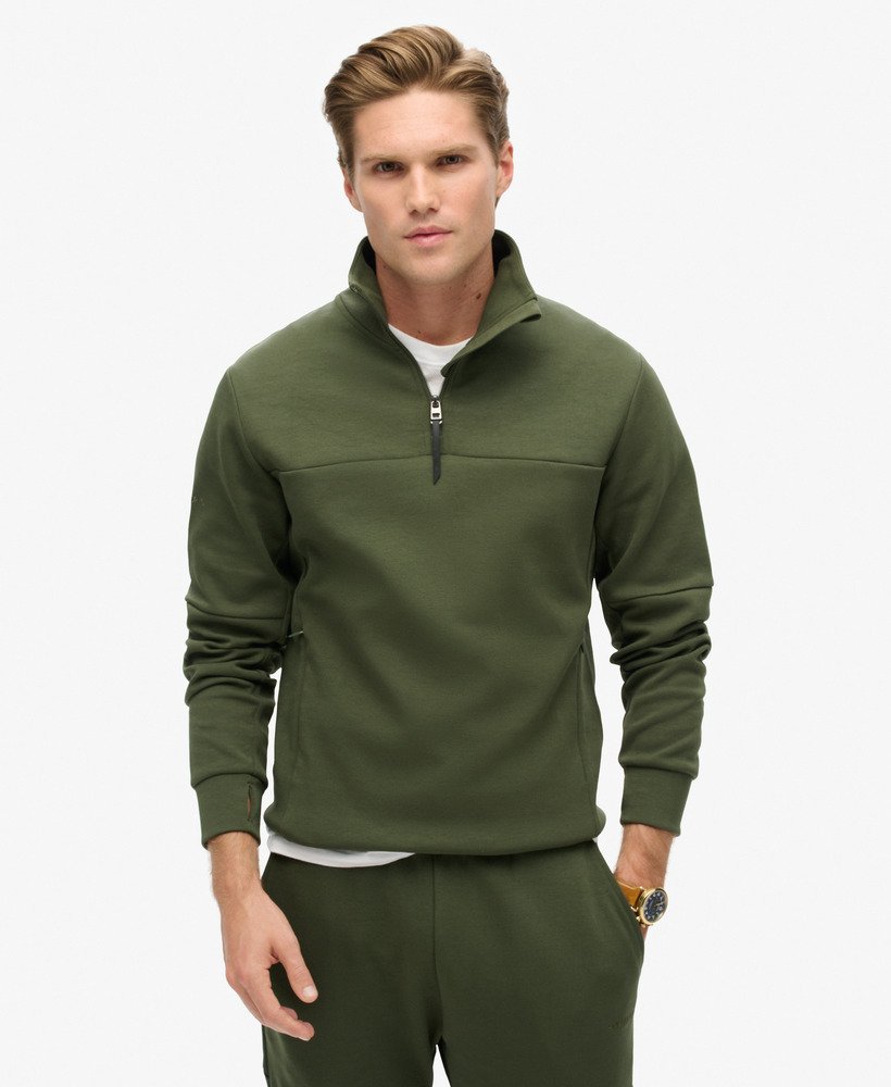 tech loose half zip sweatshirt in donker mosgroen