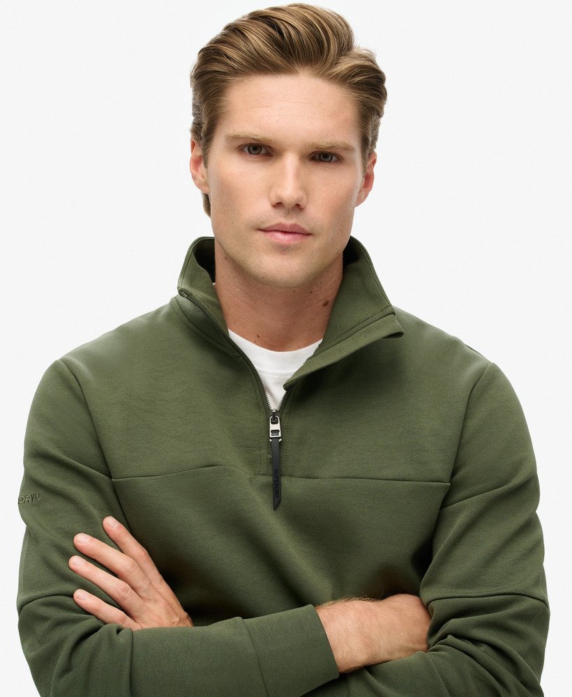 tech loose half zip sweatshirt in donker mosgroen