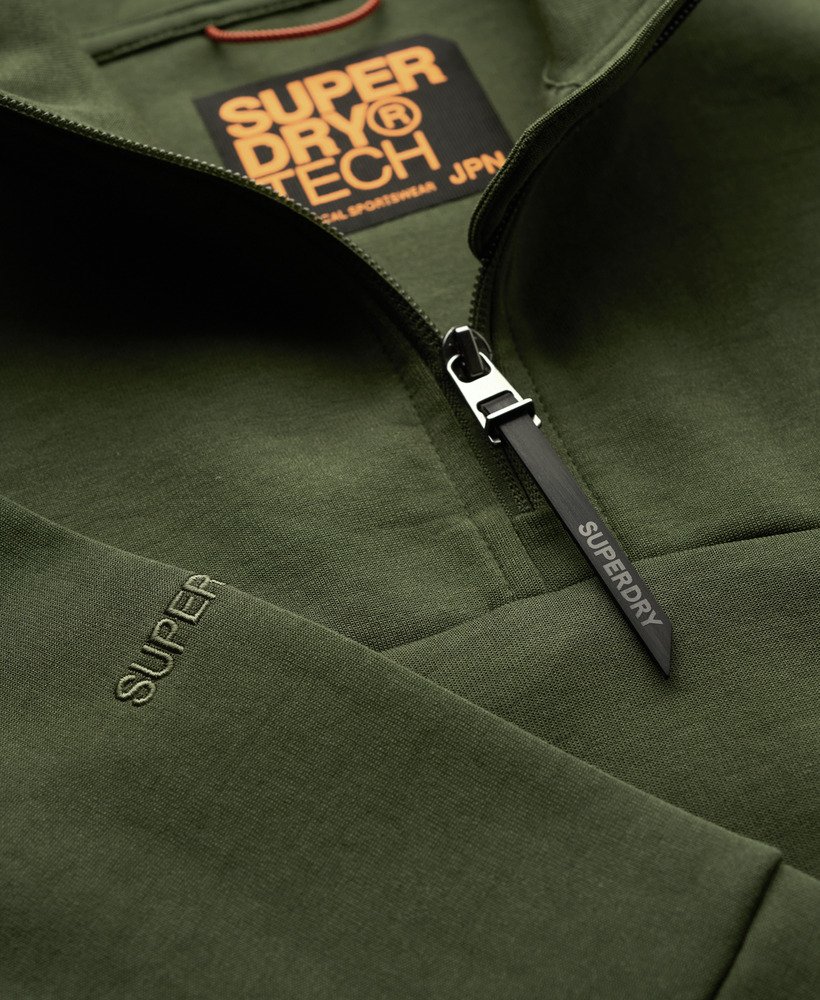 tech loose half zip sweatshirt in donker mosgroen