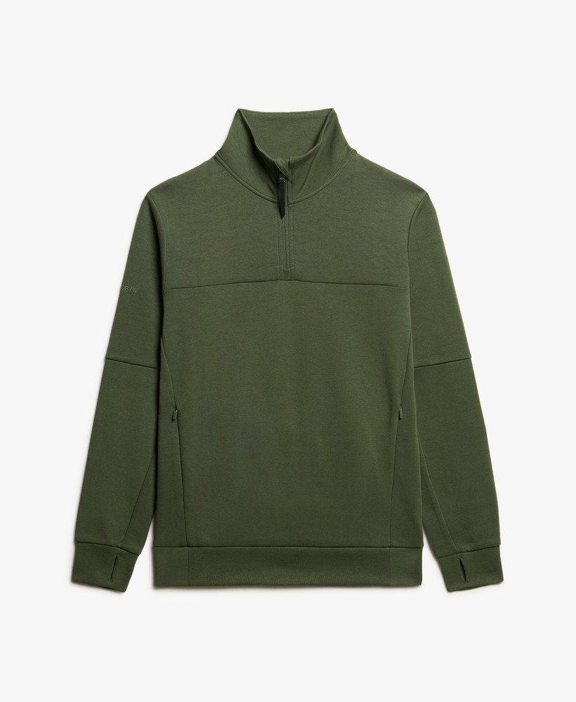 tech loose half zip sweatshirt in donker mosgroen