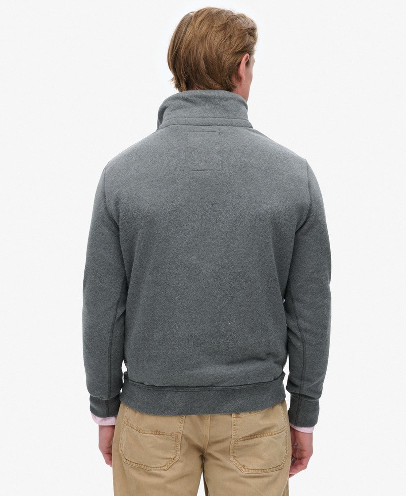 vintage sportieve halfknoops sweater in antracietgrijs.