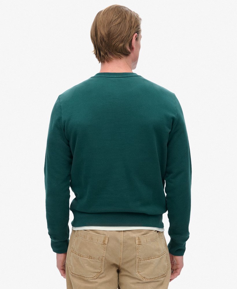 klassieke vintage logo-sweatshirt met borststuk in donker dennengroen